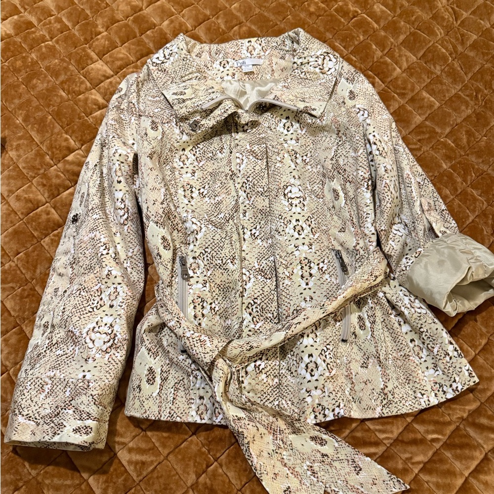 Puli Beige Snake Print Trench Coat